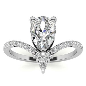 Bague en moissanite taille poire en argent sterling 925 plaqué or blanc, bague de luxe pour fiançailles, mariage, anniversaire, promesse, mariage - Product Image 1