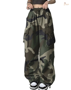 Women's Business Casual Regular Fit Cargo Pants <b>Elastic</b> Waist Solid Print Autumn <b>Work</b> Clothes for 100% Cotton Embroidery - Product Image 1