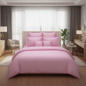 GCottonStripe220TC +2 Plw 220 TC Hotel Bedding Set 4 Piece <b>Queen</b> Size 90x100 Inch Cotton Flat <b>Bed</b> <b>Sheets</b> for Twin Size <b>Bed</b> - Product Image 3
