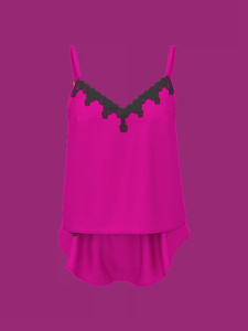 Women's Pink <b>Silk</b> Lace Trim <b>Cami</b> <b>Set</b> Sleeveless V-Neck Lounge Wear Summer Sexy Style - Product Image 6
