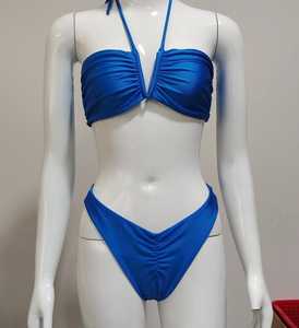 Conjunto de Bikini Personalizable con Micro Bra, Estampados de Frutas, Animales y Lisos, Decoraciones de Encaje con Pedrería, Logotipo en la Parte Delantera de la Cintura - Product Image 1