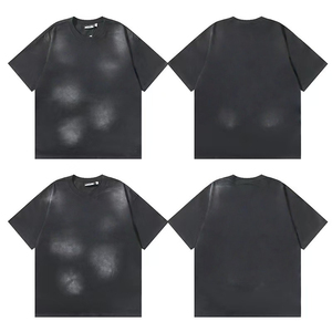 Camiseta Oversize con Diseño de Logotipo Personalizado, Camiseta Vintage de Talla Grande con Gráficos Personalizados, Camisetas de Algodón Grueso con Lavado Ácido para Hombre - Product Image 4