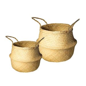 Decorative Handmade SEAGRASS <b>BELLY</b> <b>BASKETS</b> for Plant Pot Cover and Decor, Foldable Organizer for Home - Product Image 1