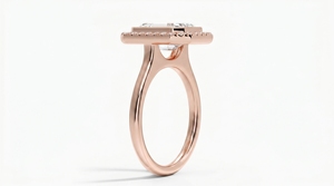 Bague de fiançailles en diamant taille émeraude avec serti halo pour femme, diamants de laboratoire - Product Image 4