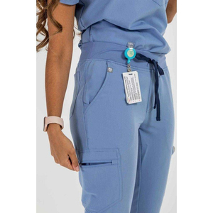 Ensemble de blouses bleues pour femmes, coton et polyester, tissé, uniforme d'hôpital, pantalon avec stéthoscope et poche - Product Image 3