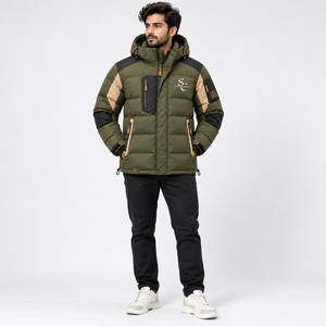 Veste matelassée pour homme, vente en gros, logo personnalisé, veste d'hiver épaisse, imperméable, coupe-vent, usine OEM - Product Image 5