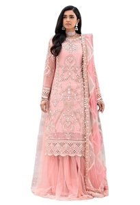 ชุดสาหรี่กะมีซปักลายดอกไม้พรีเมียม ทรงเข้ารูปสำหรับฤดูหนาว เหมาะสำหรับงานปาร์ตี้ งานเทศกาล งานแต่งงาน สไตล์อินเดียทันสมัย ผ้าจอร์เจตต์เทียม - Product Image 2