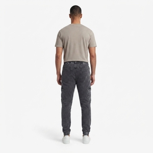 Pantalon de jogging fuselé pour homme en toile de canard double genouillère, délavé à l'acide, 450 GSM, lourd, durable, infroissable et respirant - Product Image 2