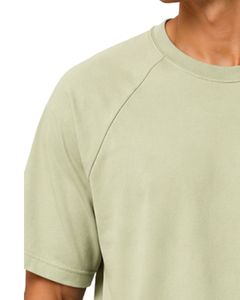T-shirt Homme Vert Clair Manches Courtes Col Rond Uni Décontracté Streetwear Logo Personnalisé Coupe Oversize Tendance Doux Premium Été - Product Image 3