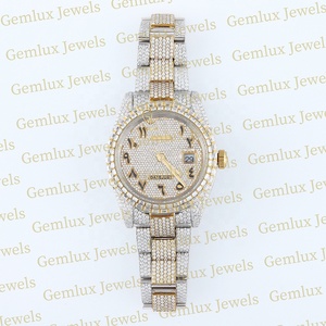 นาฬิกาผู้ชายประดับเพชร VVS Moissanite ประดับเพชรหน้าปัดโลหะอาหรับ2สีทำจากสเตนเลสสินค้ามาใหม่ - Product Image 1