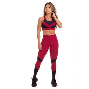 Conjunto de Leggings y Sujetador Deportivo de Cintura Baja para Mujer, Transpirable, con Logotipo Frontal, 2 Piezas - Product Image 1