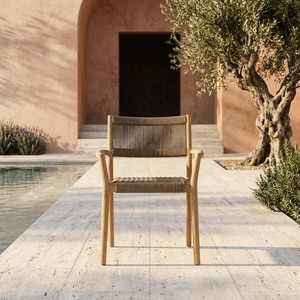 Solid Teak Wood Dining <b>Chair</b> Modern Rope Armchair <b>Stackable</b> Outdoor Indoor Dining Furniture Java Factory Wholesale Supply - Product Image 3
