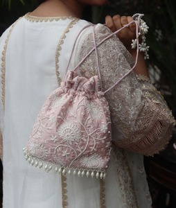 Unique Design Ethnic Mirror Work Embroidered Handmade Embellished Beaded potli Bags For Girls - Product Image 1