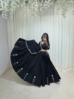 Gaun Lehenga Choli Tradisional Hitam Wanita Desainer Dengan Dupatta Untuk Pakaian Navratri Dari Pemasok India