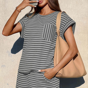 Services OEM : Ensemble de shorts décontractés pour femmes, coupe ample, doux et confortable, deux pièces, pour un usage quotidien - Product Image 5