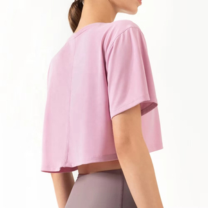 Good Selling Casual Wear Breathable Women Crop <b>Top</b> T Shirts OEM Women Cotton Short Sleeve Crop <b>Top</b> T Shirt for Sale - Product Image 5