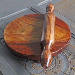 Juego de Rodillo y Tabla para Amasar de Madera Premium, Chakla Belan Hecho a Mano para Cocina, Repostería y Preparación de Roti - Product Image 6