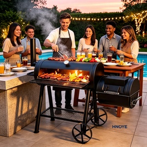 Grande <span class=keywords><strong>Barbecue</strong></span> à Charbon de Bois Robuste Style Locomotive pour Usage Commercial, Hôtels et Cours - Product Image 6