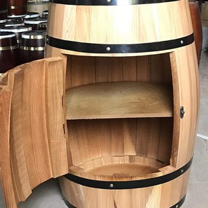 Meuble de rangement en bois de Sheesham en forme de tonneau à vin - Meuble rustique artisanal écologique 50x40x40 cm - Vente en gros - Product Image 1