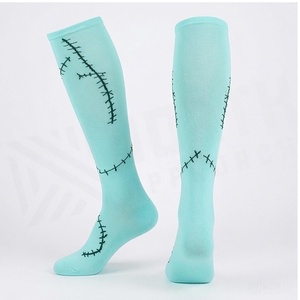 Turquoise <b>Knee</b> <b>High</b> <b>Socks</b> With Stitch Pattern Breathable Knitted Spandex Polyester Casual Wear For Adults Summer Season - Product Image 3