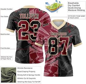 Maillot de football personnalisé de haute qualité pour homme, rouge, manches courtes, 100 % polyester respirant, uniforme d'équipe, numéro 10, nom au dos, numérique - Product Image 2