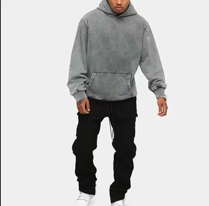 Sweat-shirt à capuche 400 g/m² sans cordon, personnalisé pour homme, effet vieilli, coupe oversize, vierge, délavé à l'acide, style vintage - Product Image 6