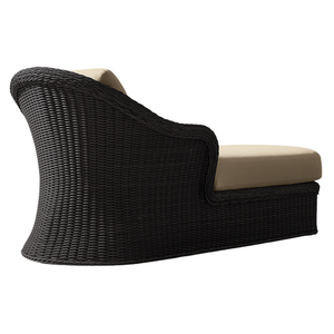 Chaise longue en rotin avec structure en teck durable, coussin résistant aux intempéries, écologique, confortable pour l'extérieur, la maison, l'hôtel, le jardin - Product Image 2