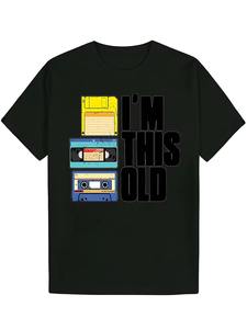 Camiseta Unisex Retro con Estampado de Casete, Texto Negro Intenso, Verde Oscuro, Informal, Manga Corta, para Hombre y Mujer - Product Image 6