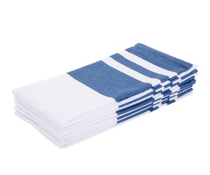 Ensemble de torchons de cuisine en coton rayé, fil teint écologique, blanc avec bords colorés, rectangulaires, tissés, lavables en machine pour usage domestique - Product Image 2