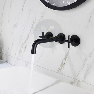 Robinet de salle de bain noir mat de luxe, robinet cascade moderne pour bain et douche, robinet mural - Product Image 5