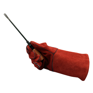 Gants de sécurité en cuir rouge, écologiques, protection thermique, utilisation extérieure en hiver, longueur standard, style uni, non doublés - Product Image 5