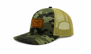 Casquette Trucker à imprimé camouflage avec patch en cuir personnalisé, 6 panneaux, profil moyen, fermeture à pression en plastique, pour un style décontracté, fabriquée au Vietnam - Product Image 3