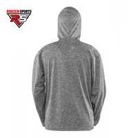 Sweat à capuche gris unisexe avec fermeture éclair, veste polaire de sport, fermeture éclair intégrale, polyester/coton, impression numérique personnalisée, vêtements de sport surdimensionnés pour hommes