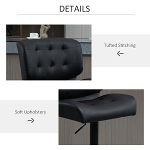 Juego de 2 Taburetes de Bar Negros Contemporáneos, Ajustables en Altura, con Cojín Acolchado Grueso y Reposapiés de Metal, para Uso en Interiores o Exteriores - Product Image 5