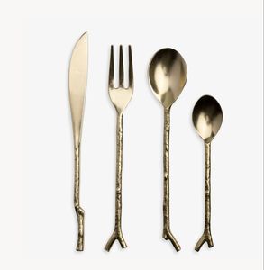 ชุดช้อนส้อมสแตนเลสสตีลด้ามทองคำ ขายดี หรูหรา สำหรับรับประทานอาหาร - Product Image 1