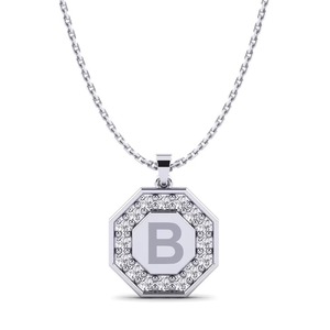 จี้ตัวอักษร B เงินแท้ 925 ดีไซน์ทันสมัย ชุบเงินและประดับโมอิสซาไนต์ สไตล์ฮิปฮอป - Product Image 1