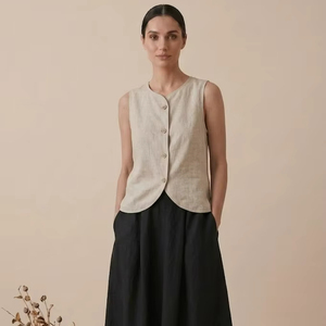 Vestido de Algodón hasta la Rodilla, Manga Larga, Cuello en V, Corte Recto, Diseño Sólido, Ropa Casual Holgada para Mujer, con Detalle de Bolsillo, para Verano - Product Image 1