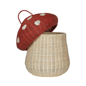 Panier de rangement en rotin avec couvercle en forme de champignon pour chambre d'enfant, bac à linge, organisateur en osier, mobilier de chambre d'enfant, vente en gros - Product Image 2