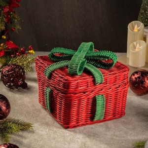 Boîte de Noël en rotin tressé coloré, jouets naturels pour enfants, rangement et jeu, boîtes décoratives de haute qualité - Product Image 5