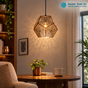 Luminaire suspendu Daystar Trade, motif circulaire en métal, blanc chaud 2700K, style éclectique intérieur, 100W, CRI élevé 90, durée de vie de 25 000 heures - Product Image 1