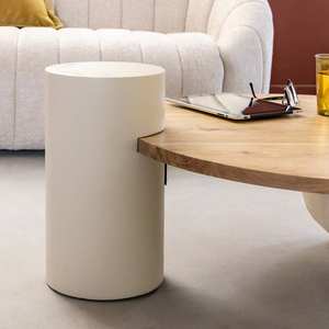 Table basse ronde Vandana Nimbus Elara en bois effet béton et bois d'acacia - Product Image 4