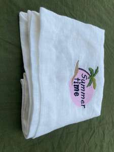 Servilletas de lino hechas a mano con bordado, tela reutilizable para decoración de mesas de boda, juego de tela sostenible para comedor. - Product Image 2