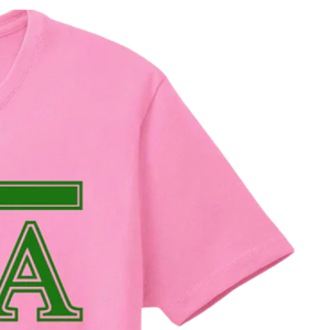 Camiseta rosa simple con 3 letras griegas AKA para mujer, de algodón, manga corta, cuello redondo, informal, con gráfico, suave y cómoda - Product Image 3