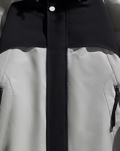 Men's Hooded Stand Canvas <b>Jacket</b> Color Blocking Waterproof Casual Winter Coat Single Button Closure Loose Fit Gray <b>Black</b> Design - Product Image 4