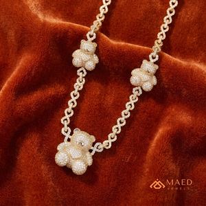 สร้อยคอจี้รูปหมีเท็ดดี้ประดับโมอิสซาไนต์ชุบทอง 18K เครื่องประดับแฟชั่น สร้อยคอแบบโซ่เส้นเล็ก สไตล์หรูหราสำหรับผู้ชายและผู้หญิง นิวยอร์กซิตี้ - Product Image 4