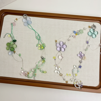 Chaîne de clavicule en cristal de jardin féerique, bijoux perlés faits à la main pour le printemps et l'été