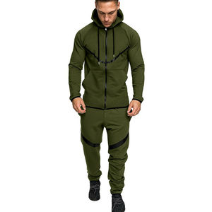 Men Winter Fleece Two Piece Tracksuit Set Full <b>Zip</b> <b>Hoodie</b> Jogger Pants Side <b>Pockets</b> Quick Dry Casual Sportswear - Product Image 1