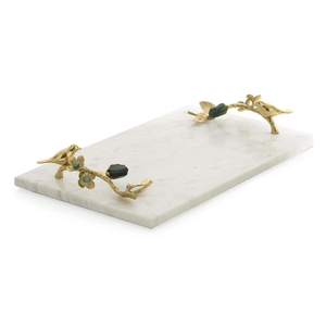 Plateau de service traditionnel en marbre avec poignée en laiton doré, accessoire décoratif pour la maison, les mariages et les hôtels, plateaux en laiton et en marbre - Product Image 5