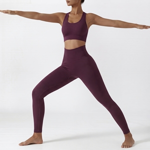 Conjunto de Yoga y Gimnasio Sin Costuras de Color Sólido, Ecológico, Transpirable, de Alta Elasticidad, con Cintura Elástica, Traje de 2 Piezas, para la Industria - Product Image 1