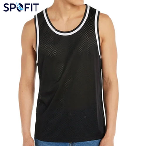 Men 100% Cotton <b>Mesh</b> Tank <b>Top</b> Quick Dry Breathable Sheer Gym Vest Fitness Training Shirt OEM Private O-Neck Solid Smart Casual - Product Image 2